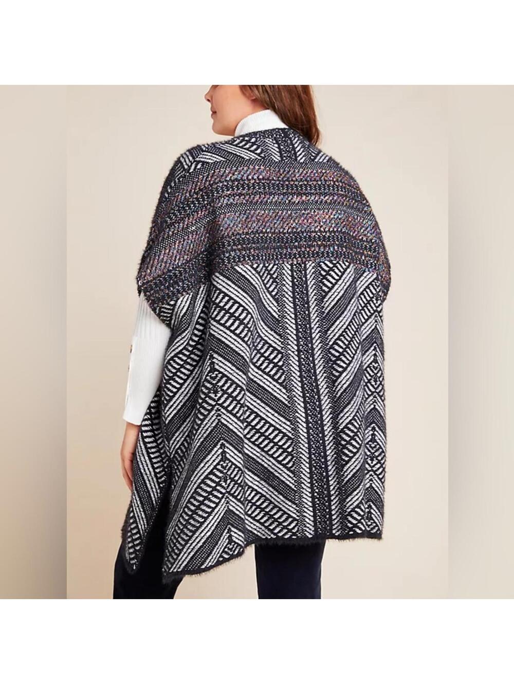 Anthropologie Molly Bracken Sally Geo Kimono Cardigan Multicolor Black Sz XS/S